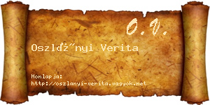 Oszlányi Verita névjegykártya